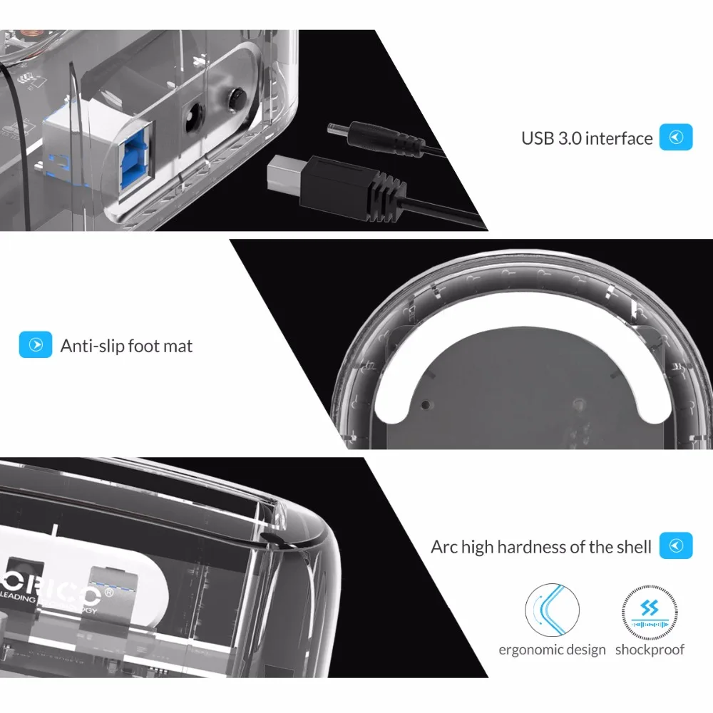 Orico 3 5 дюйма корпус для жесткого диска Usb 0 Гбит/с Sata Hdd Чехол прозрачный док станция
