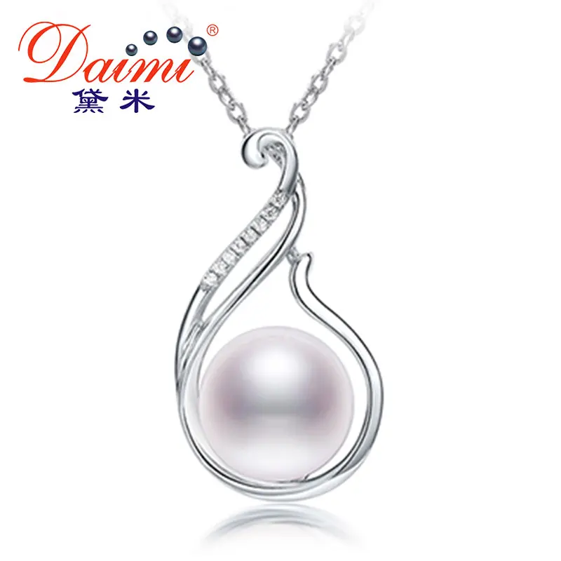 

DAIMI Big Pearl Pendant 9.5-10mm White Pearl Pendant Necklace 925 Silver Choker Pendant Brand Jewelry Gift For Women