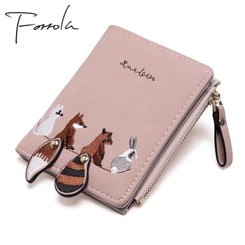 

Fashion Women's Wallet Lovely Cartoon Animals Short Leather Female Small Coin Purse Hasp Zipper Kid Purse Card Holder For Girls
