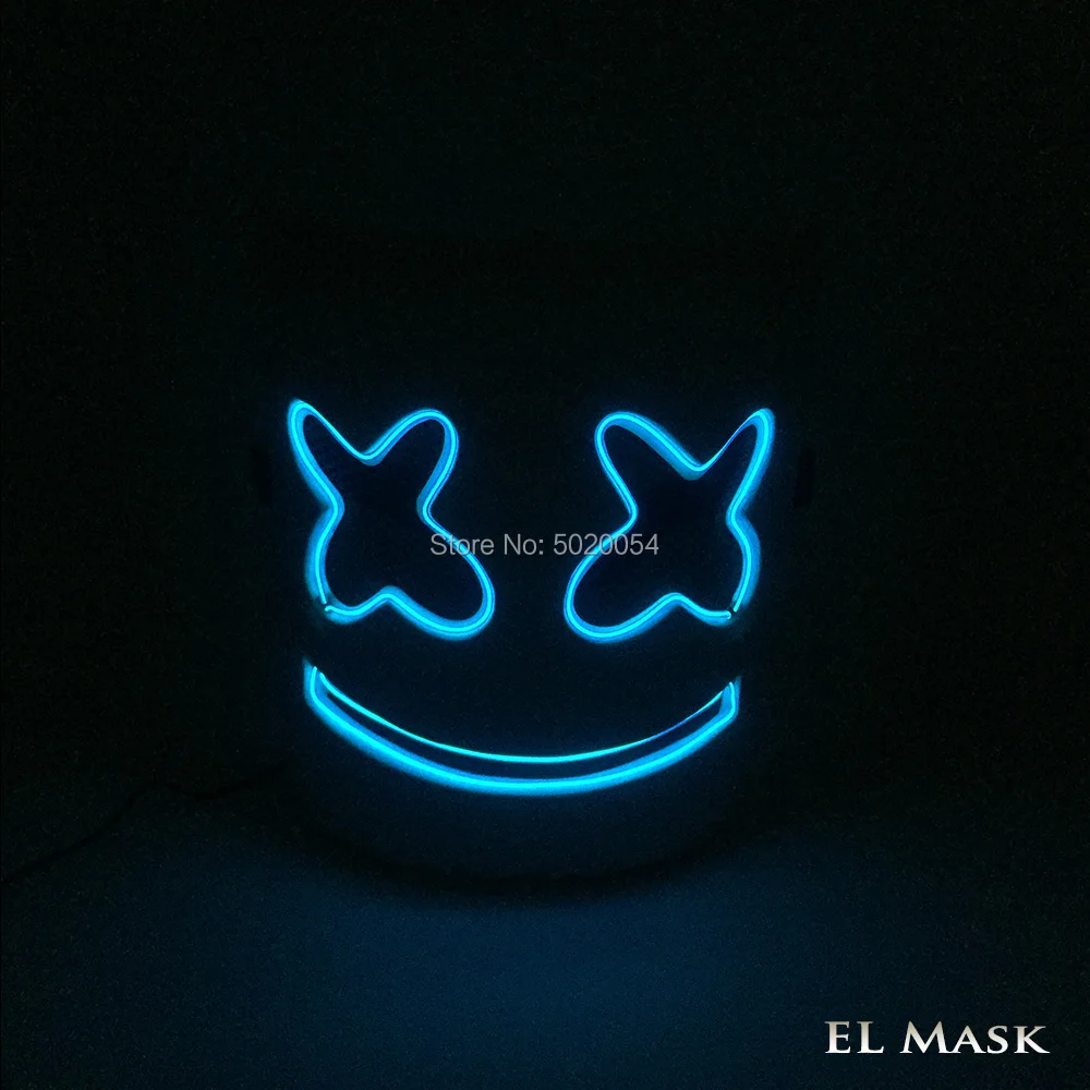 

GZYUCHAO EL 2019 Newest Marshmallow DJ Sound Activated Mask Neon light up Full Face Mask Cosplay Mask For Dance DJ Club