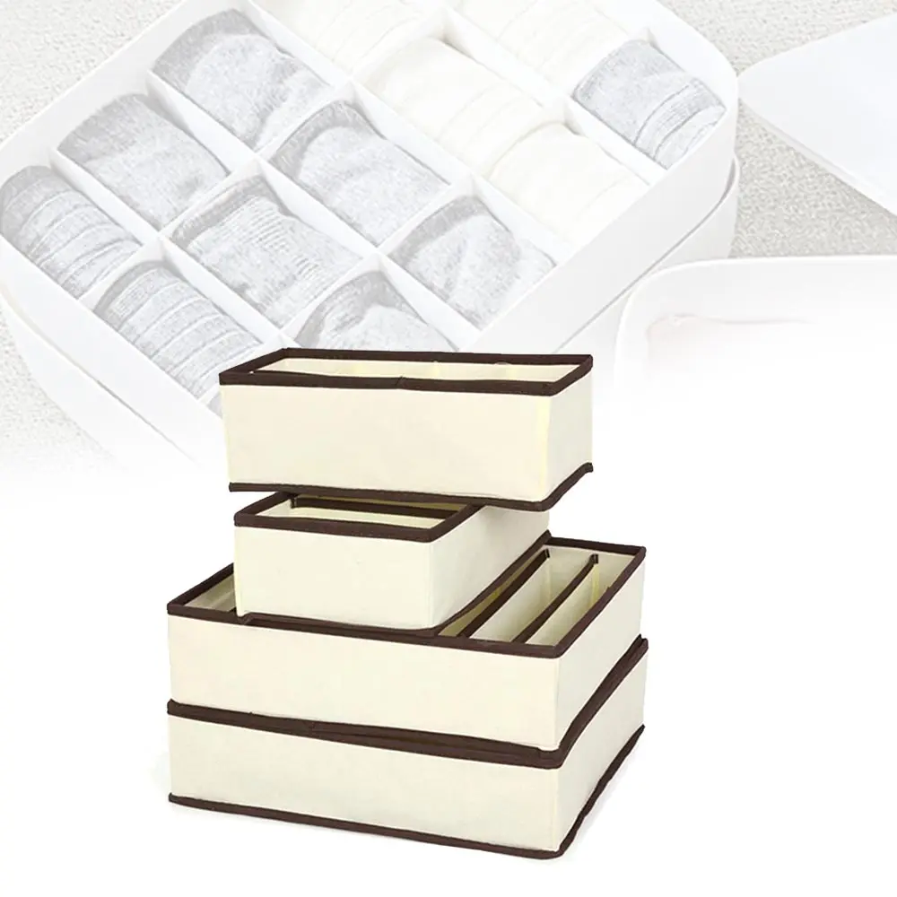 2019 New Style Foldable Storage Box For Shoes Wardrobe Closet Organizer Sock Bra Underwear Cotton Storage Bags