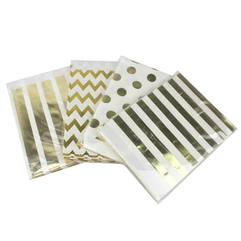 

Iridescent Gold Silver Treat Bags in Chevron Dot and Stripe Gold Treat Bags Silver Popcorn Glitter Girls Birthday Paper