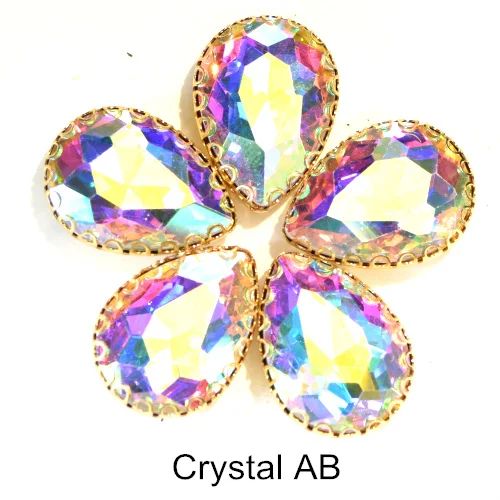 20 шт. золотые стразы с кружевами и каплевидными кристаллами для шитья одежды, украшений для одежды, сумок B1182 - Цвет: Crystal AB