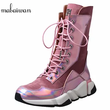 

Mabaiwan Fashion Women Winter Autumn Snow Ankle Boots Lace Up Platform Mixed Colors Shoes Women Botines Mujer Flat With Sneakers
