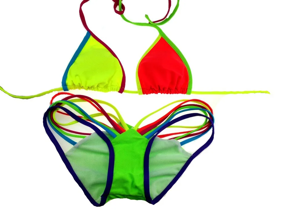 2015 new style bikini swimwear women colorful string sexy bathing suits