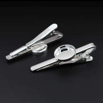 

Blank Tie clip Bases w/ 12mm Round Deep Wall bezel cups Settings Men's Center Bar Tie Clips Clasps Findings Crafts Silver tone