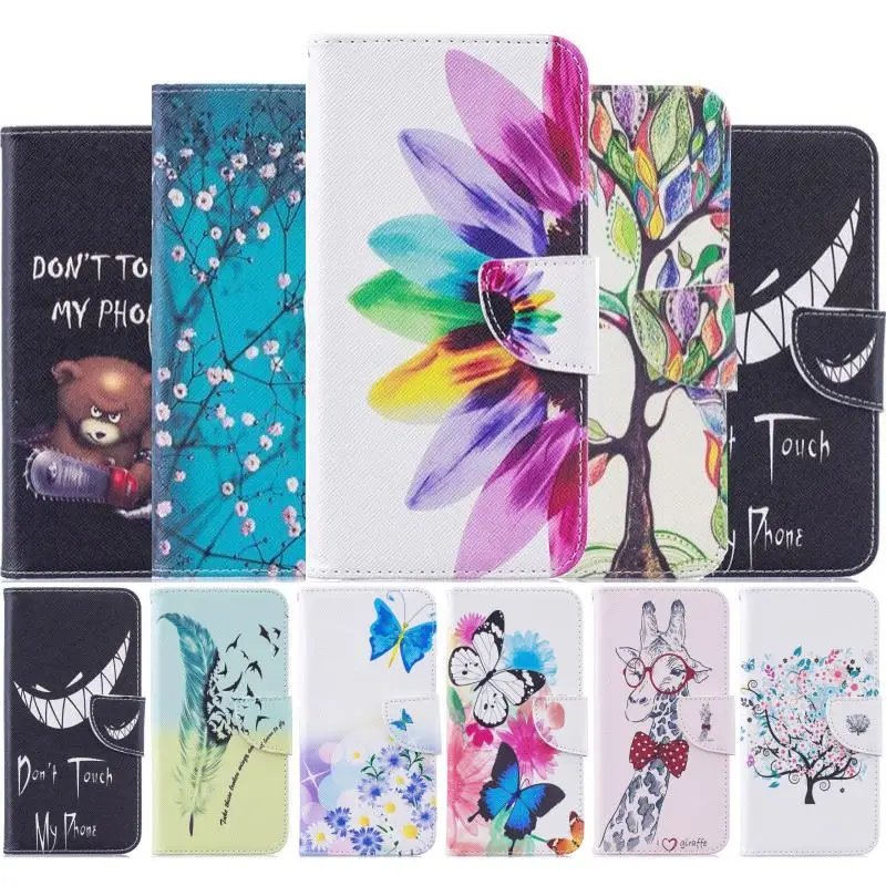 

Luxury Phone Case For Samsung Galaxy j3 j5 Prime 2017 J2 Pro Xcover4 A750 Note 8 9 j1 2016 Cute Painted Plum Flip Cover DP07Z