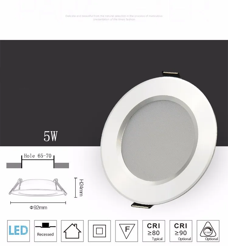 downlighters 1pcs Changeable Led Downlight 5w 7w 9w 12w Ceiling Recessed Light Silver Frame 3 Color Change Warm Nature Cool White AC180-240V smart downlights
