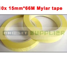 10 рулонов 15 мм* 66 м* 0,06 мм Изолированная майларовая пленка высокая термостойкость, огнестойкая защита для Электродвигатель трансформатора конденсатора