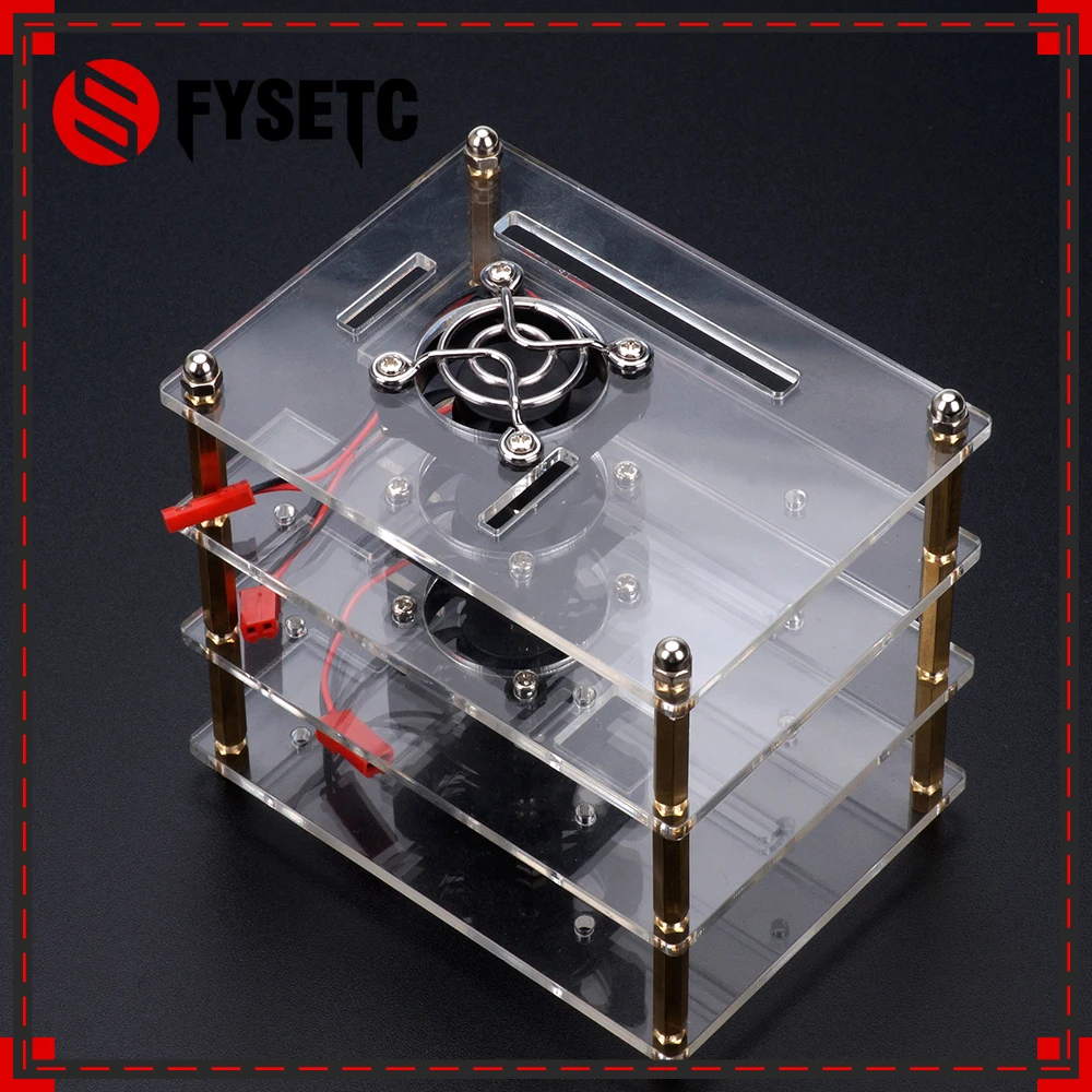 

layer1-5 Raspberry Pi 3 Model B+ Acrylic Clear Case Enclosure Shell + Cooling Fan +Protection Cover for Raspberry Pi 3 Model B/2