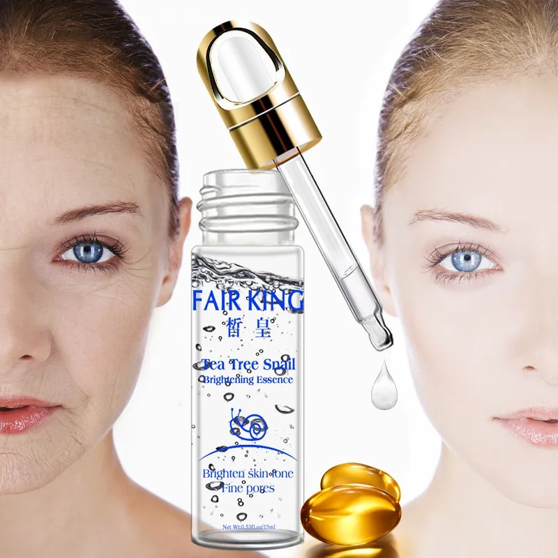 

15ML Face Essence Tea Tree Snail Brightening Essence Oil Liquid Brighten skin tone Fine pores Contains ingredients