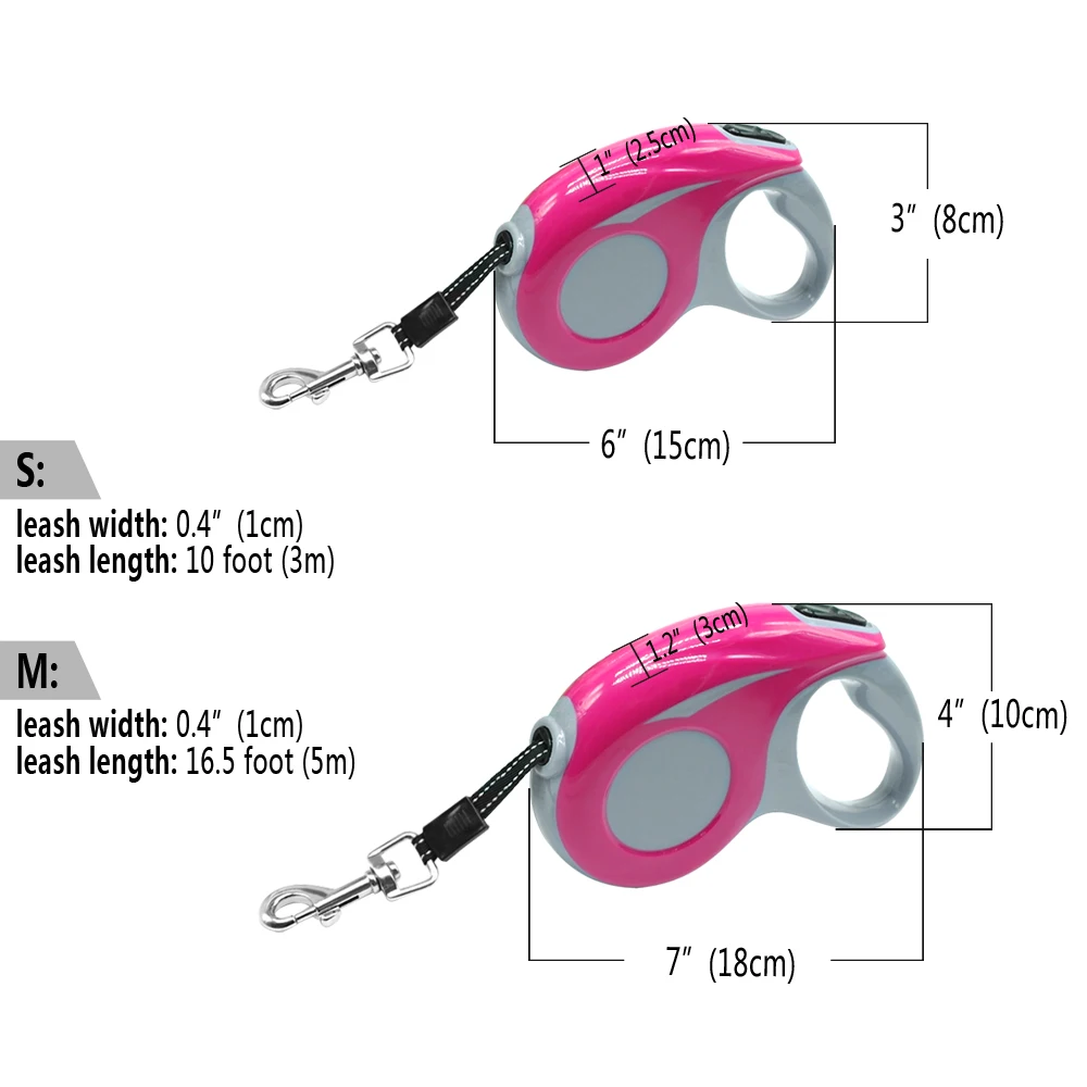 Выдвижной Поводок для собак, 3 м, 5 м, автоматический поводок для домашних животных, Leah, Светоотражающий Поводок для собак, удлиняющий поводок, поводок для маленьких и средних собак