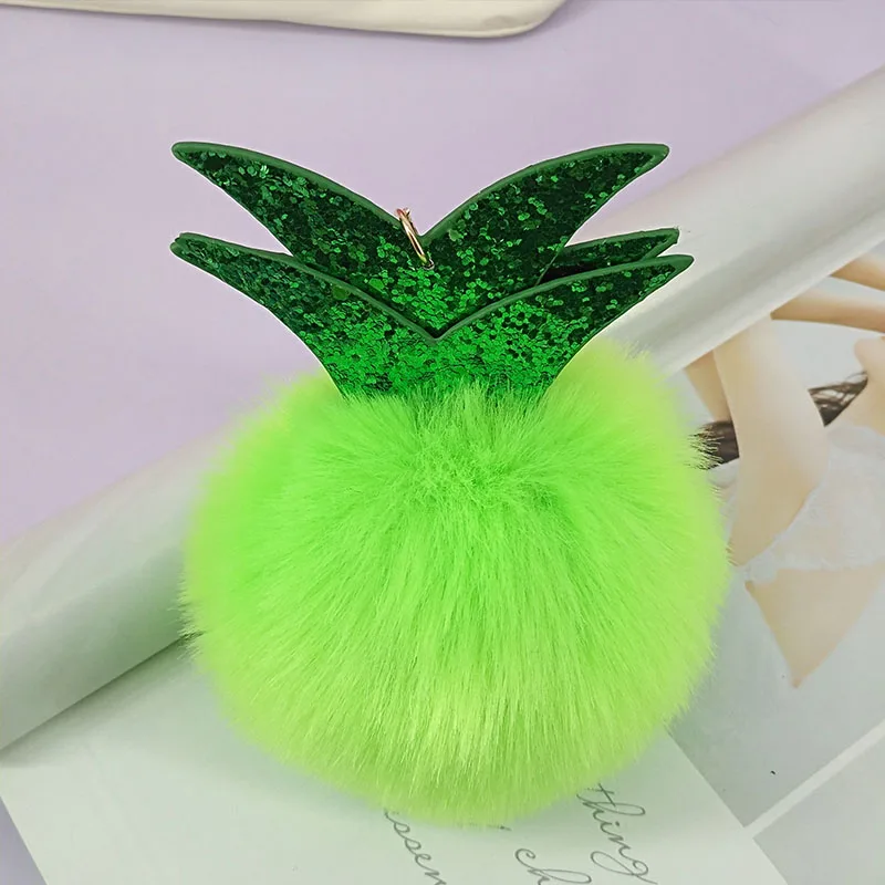 Mini Pineapple Puffy Ball Key Chains Handmade Pompom Pendant Jewelry Charms Ring Bags Decor Ornament Keychain Toys Gift | Ювелирные