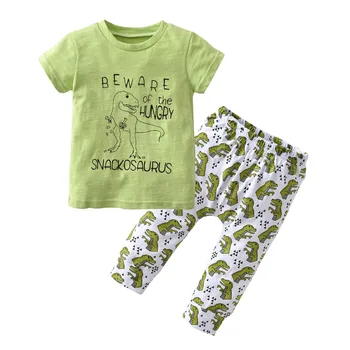 Newborn Baby Boys Summer Clothes Outfits Set Dinosaur Print Short Sleeve T-shirt Tops Legging Pants Infant Toddler Clothing Suit