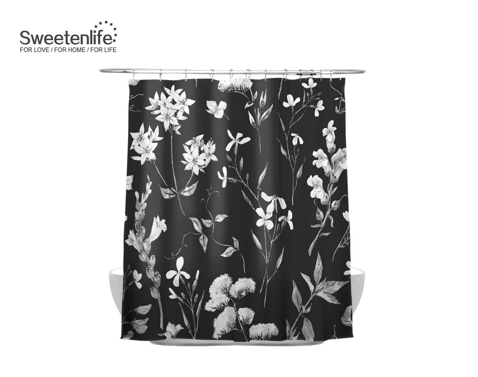 Sweetenlife 150x180 см занавеска для душа маленькие цветы узор занавеска для ванной полиэстер водонепроницаемая занавеска Прямая