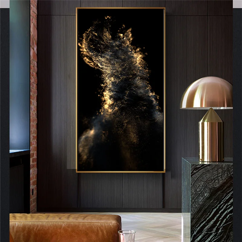 Абстрактное золото и картина на черном холсте настенная художественная картина для гостиной скандинавские современные роскошные скандинавские детские комнаты Куадрос
