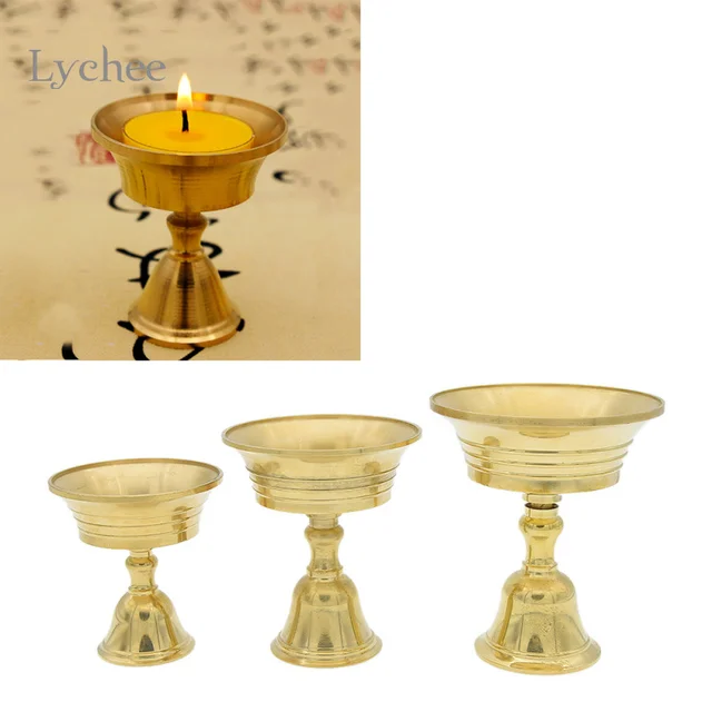 Lychee 1pc Copper Candle Holder Ghee Lamp Br Oil Lychee 1pc Copper Candle Holder Ghee Lamp Br Oil Buddhist Supplies Metal Craft Home