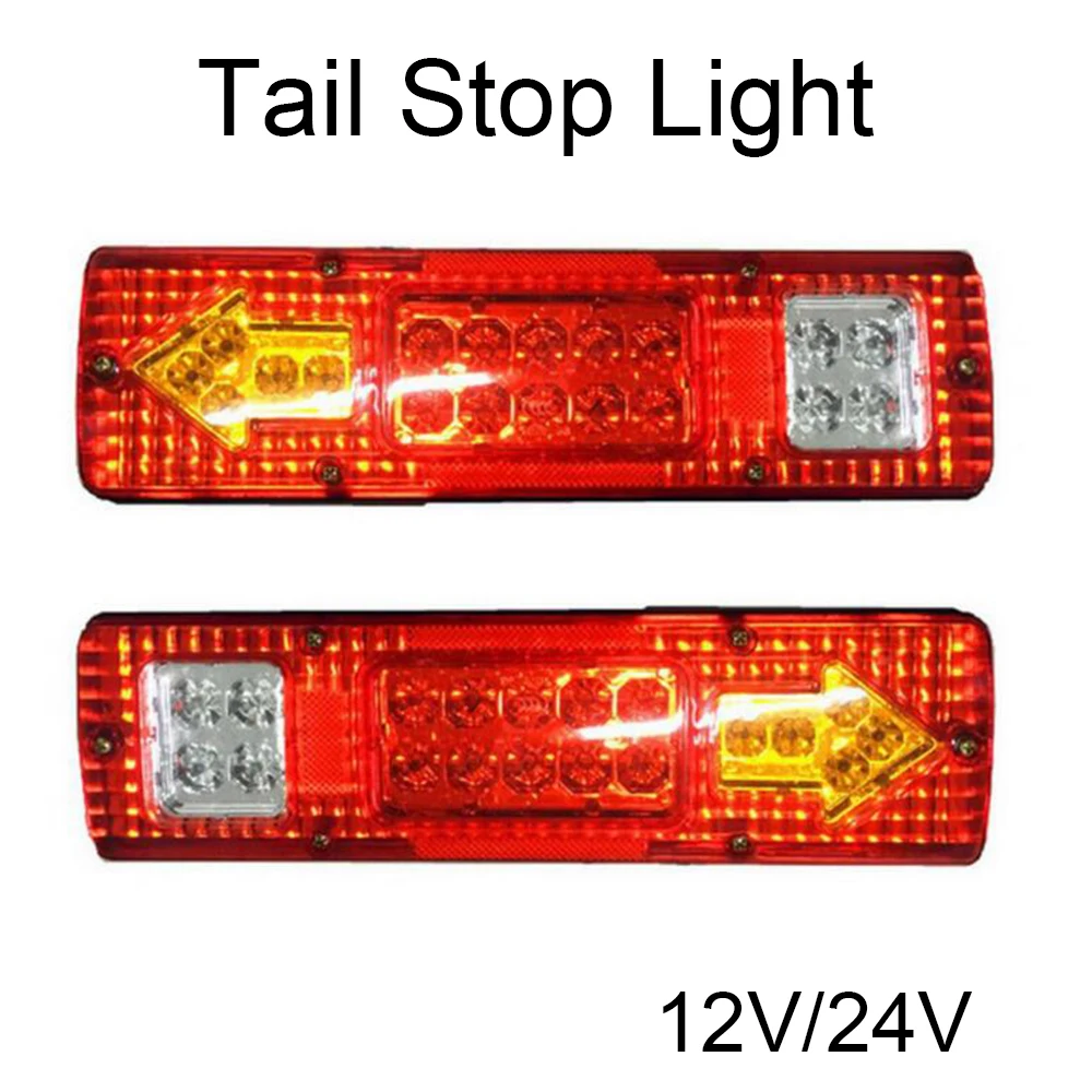 

1 Pair Car 19 Led Rear Lights Tail Stop Reverse Indicator Truck Trailer Caravan Van Rear Lamp 12-24V