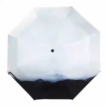 

Umbrella Male Female Sunscreen UV Protection Fully Automatic Creative Parasol Strong Paraguas,Snow Mountain Art Design Rain Gear