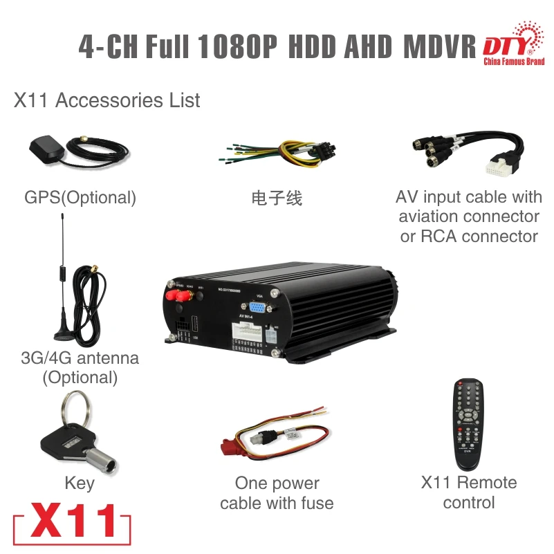 CCTV 4 канала X11 1080p mdvr+ 4 камеры для безопасности автомобиля, cctv dvr комплекты безопасности