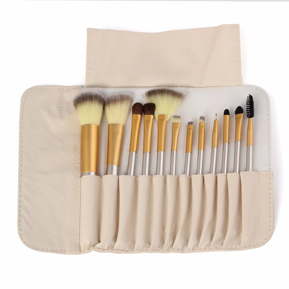 Classic Makeup Brushes Foundation Eyebrow Eyeliner Blush Cosmetic Concealer Champagne Make Up Brushes Tools pincel maquiagem (2)