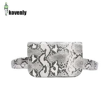

Women Waist Blet Bag Vintage Serpentine Leather Waist Bag Female Fanny Pack Fashion Snake Skin Waist Pouch Leg Bags B19