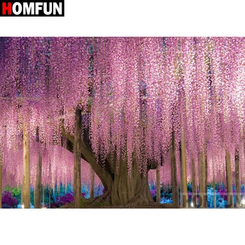

HOMFUN 3D DIY Diamond Embroidery "Pink tree" Picture of Rhinestones Diamond Painting Cross Stitch Needlework Decor A18545