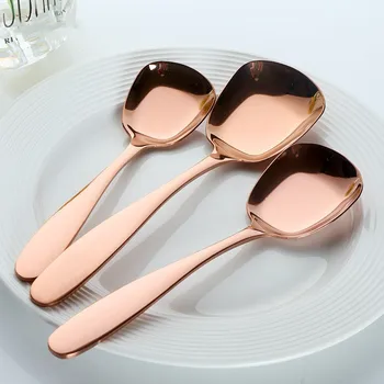 

1PCS Stainless Steel Square Spoon S M LThick Rice Sponn Set Creative Dinner Sponn Tableware For Kids &amp Adult Kitchen Accessor