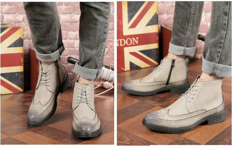 Men's Boot Lace-up Men Boots Genuine Leather Winter Black Chelsea Boots Mens Ankle Military Boots' Men Desert winter shoes mens  (8)