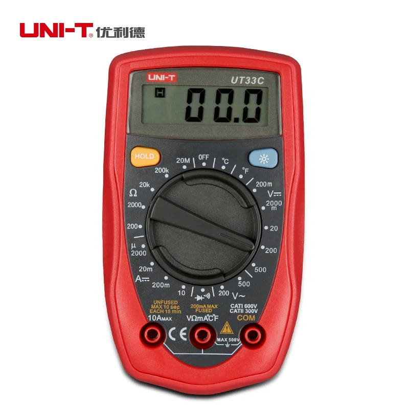 

UT33C UT33D Digital Multimeters Palm Size AC/DC Voltmeter DC Ammeter Resistance Tester Manual Range