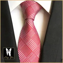 Модные уникальные Дизайн галстук деловой классический красный плед жаккард, высокое качество Gravatas для свадьбы