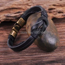 S510 ретро классические зимние сапоги из натуральной кожи Плетеный браслет Для мужчин манжета черный B