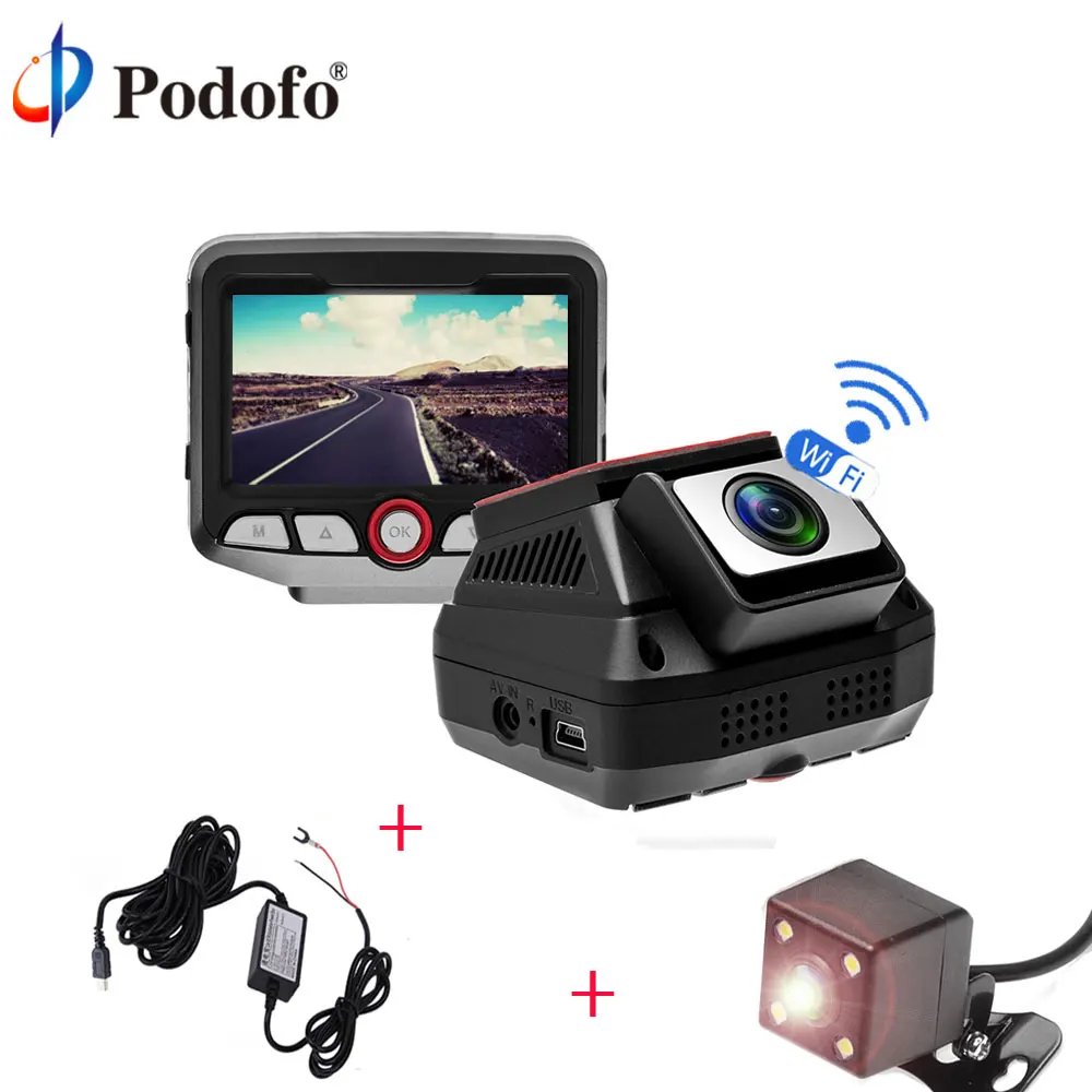 

Podofo WIFI Car DVR DVRs 2.45" Novatek 96658 Dash Cam Full HD 1080P Video Recorder Registrator With Waterproof Rear View Camera