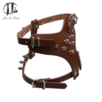 

Pet Dog Harness Genuine Leather Serpentine Series Of Pet Harness With Rivets Design Quality Pet Dog Harness With Adjustable