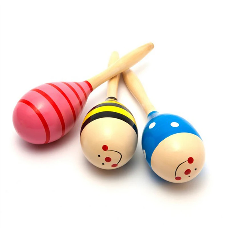1 قطعة الملونة خشبية Maracas دارى Handbell الطفل الطفل آلة موسيقية حشرجة شاكر حزب الأطفال دمى هدايا الاطفال هدايا
