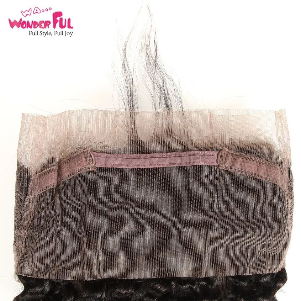 WA...Wonderful Brazilian Deep Wave Closure 360 Lace Frontal with Baby Hair Free Part Remy Human Hair Closure Natural Color 8-20\
