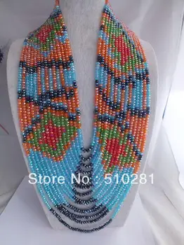 

Free ship!!! Wholesale High Quality 15Rows Colorful Crystal Jewelry Necklace