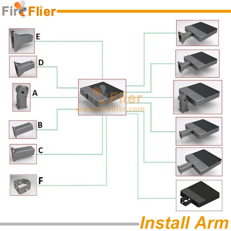 shoebox lamps install arm