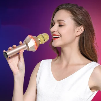 

K7 mikrofon wireless Bluetooth Microphone portable Family KTV Flash LED Light Hanheld Microphones For Mobile Phone Music Player