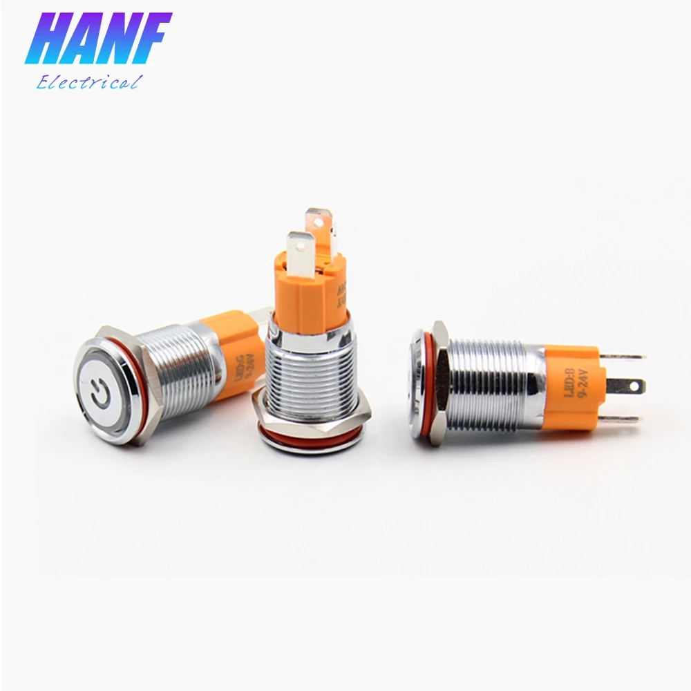 

1pcs 16mm Latching LED Light Flat Head Stainless Steel Metal Push Button Switch 3 pins 10A/250V Self-lock Power