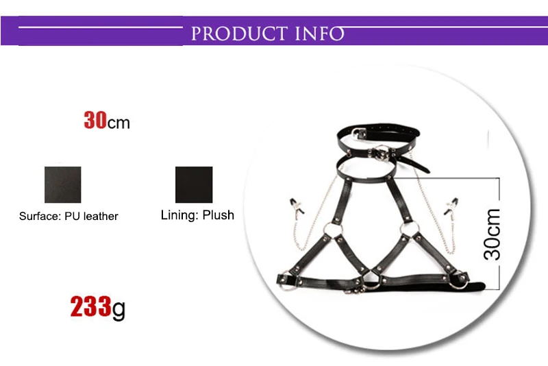 Кожаные связки для обвязки O Кольцо с зажимами для сосков, открытый бюстгальтер с воротником Фетиш для взрослых Игры для секса для пар