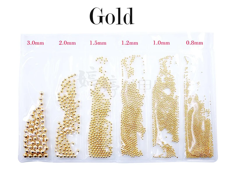 6 размеров/упаковка гвоздики для нейл арта Стальные Бусины Из Нержавеющей Стали