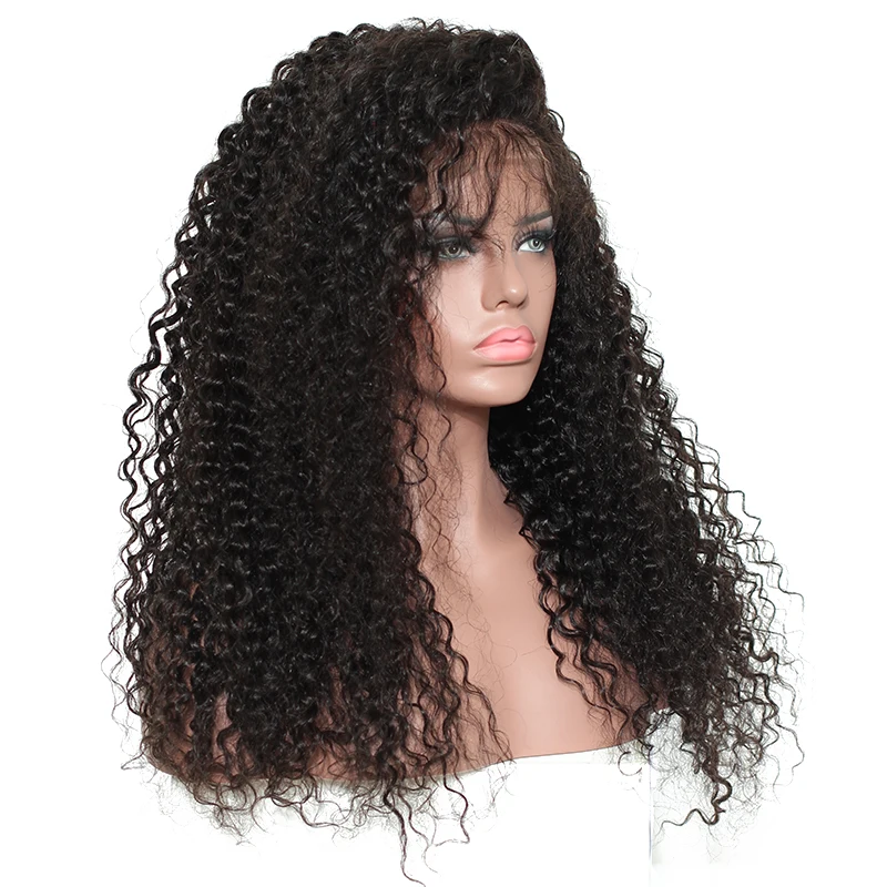 Вьющиеся натуральные волосы парик 250 плотность Синтетические волосы на кружеве натуральные волосы парики для женский, черный
