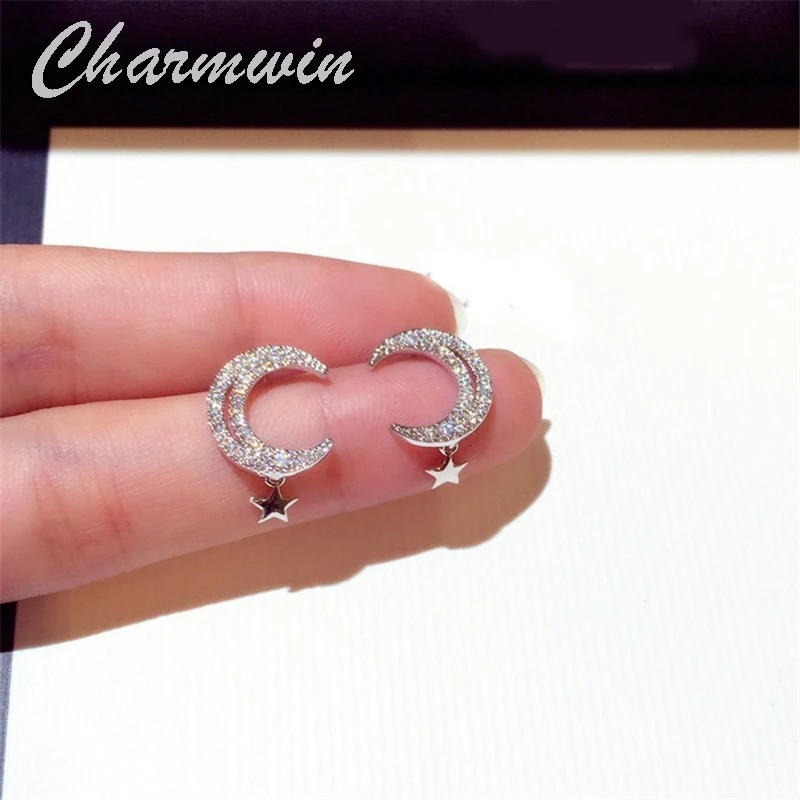 Charmwin новые модные серьги-гвоздики для женщин серьги изысканные Стразы Звезды