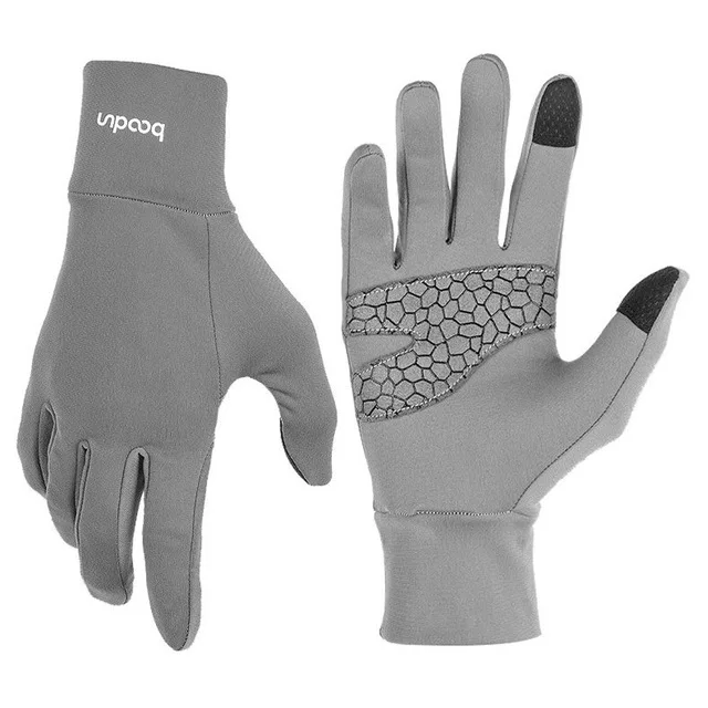 BOODUN футболист Зимние перчатки для вождения лыж велосипедные перчатки теплый флис сенсорный экран Спорт на открытом воздухе перчатки снаряжение для велоспорта - Цвет: Серый