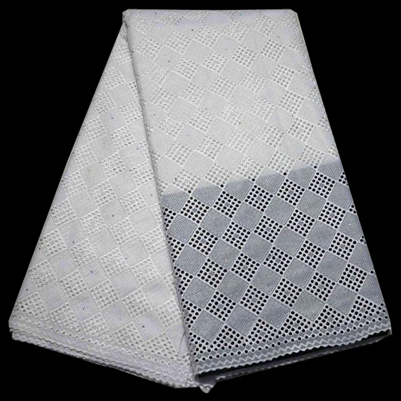 

Free shipping (5yards/pc) pure white African cotton lace fabric high quality Swiss lace fabric for making party dress CLH03