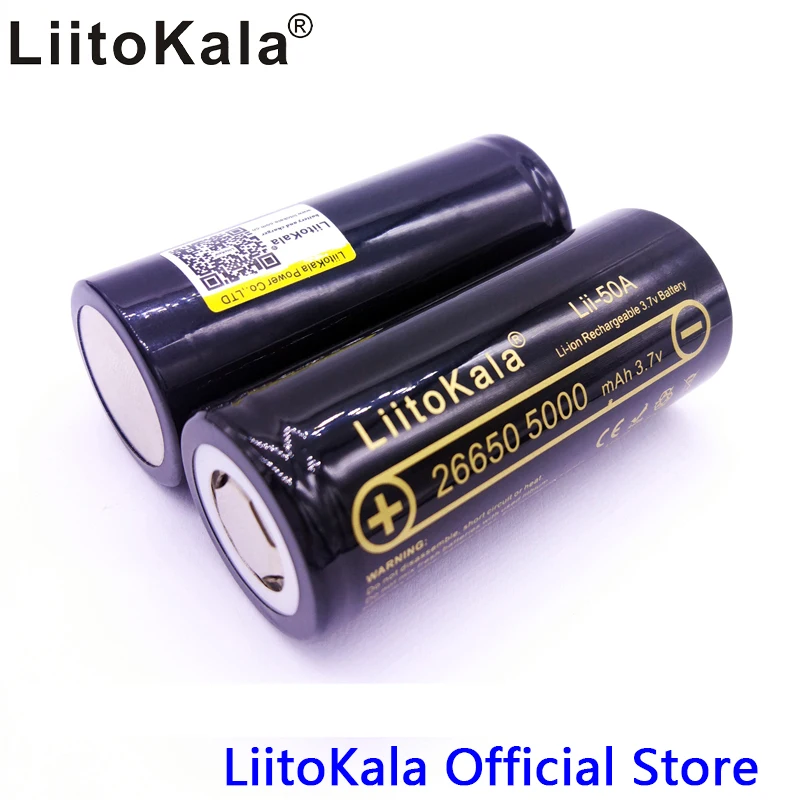 HK liitokala lii 50a 26650 5000 мАч литиевая батарея 3.7 В аккумуляторная подходит для Flashligh