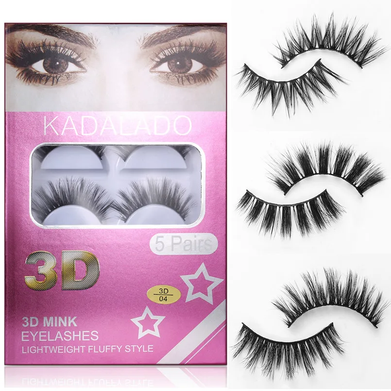 

KADALADO 5 Pairs/Lot 3D Mink False Eyelashes Extensions Natural Soft Crossing Thick Hand Made Full Strip Fake EyeLashes Make Up