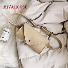 

Miyahouse Casual Small Waist Packs For Female PU Leather Mini Lady Crossbody With Chain Hasp Design Women Waist Bag Phone Bag