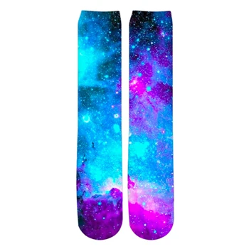 YX/Хлопковые носки высокого качества для девочек г. Летние новые модные носки с объемным рисунком цветные повседневные уличные носки с космическим принтом Галактики для мужчин и женщин - Цвет: Average size